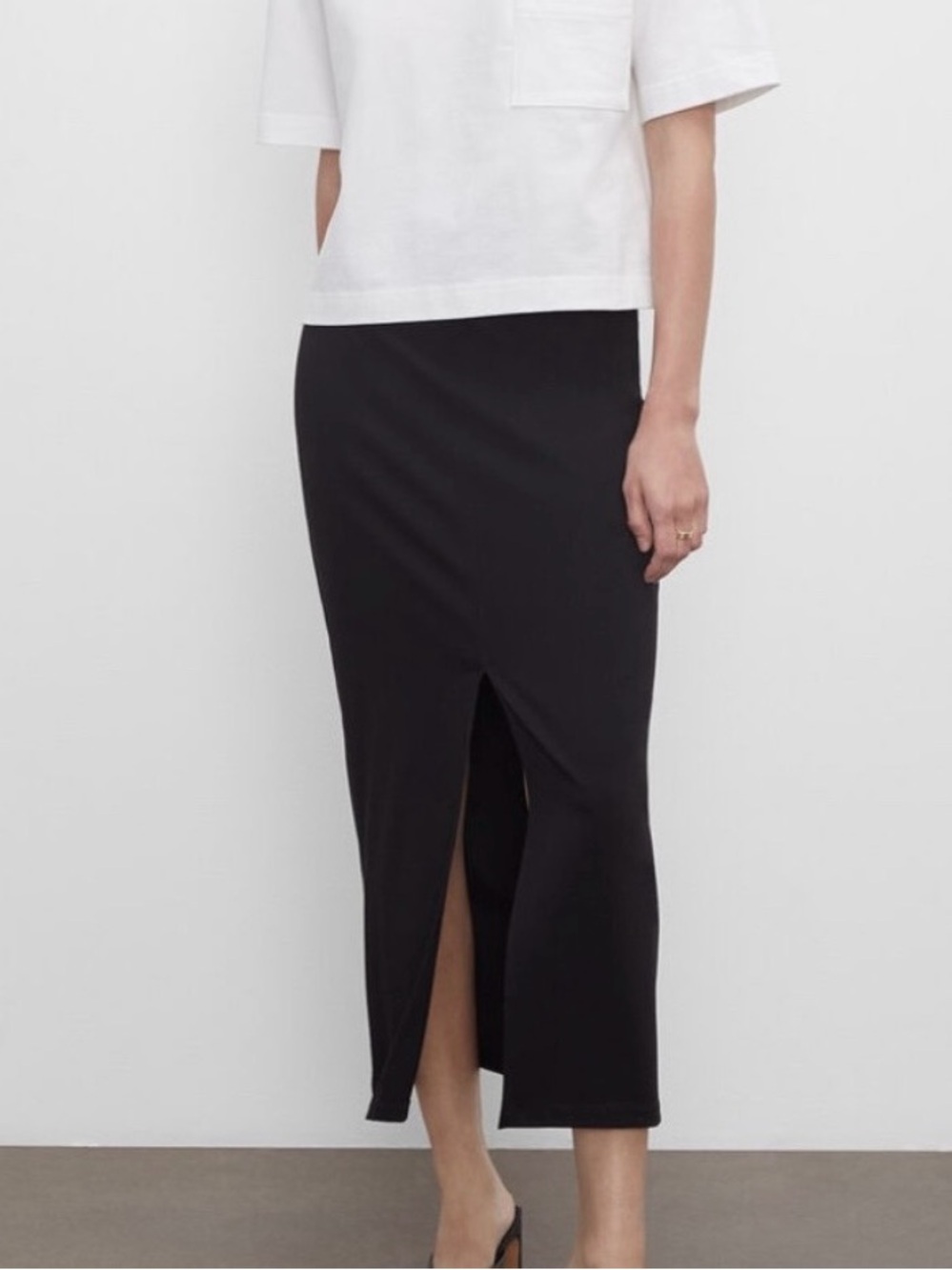 Club Monaco Long Black Slim Skirt with Front Slit